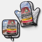 鍵ウエストサザンポイントキッチンミットセット 鍋つかみ&鍋敷きセット (正面/裏面)