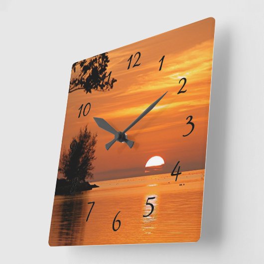 鍵ウエストサンセットラージクロック スクエア壁時計 (傾斜)