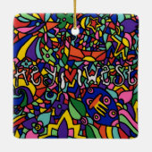 鍵ウエストハンド色彩の鮮やかアートクリスマスオーナメント セラミックオーナメント (裏面)