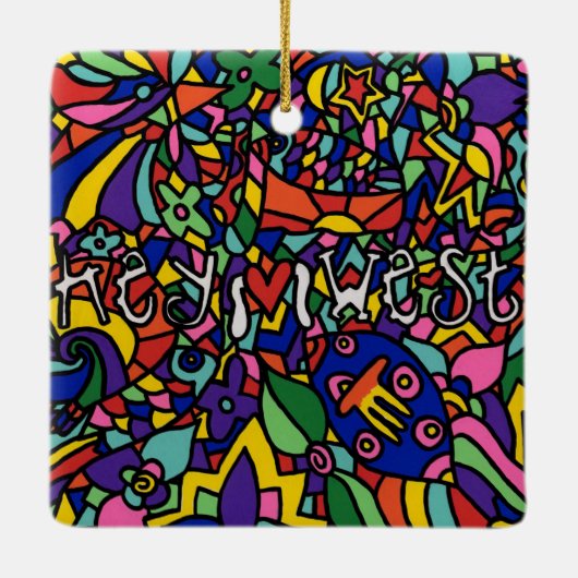 鍵ウエストハンド色彩の鮮やかアートクリスマスオーナメント セラミックオーナメント (裏面)