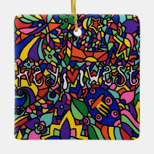 鍵ウエストハンド色彩の鮮やかアートクリスマスオーナメント セラミックオーナメント (正面)