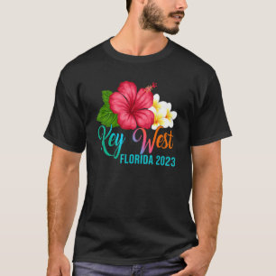 鍵ウエストバケーションフロリダトロピカルハイビスカスフラワー Tシャツ