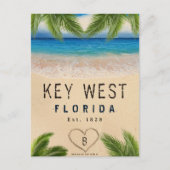 鍵ウエストビーチフロリダサンドトロピカルパーム葉ズ ポストカード (正面)