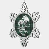 鍵ウエストビーチフロリダパームグリーンプレイド スノーフレークピューターオーナメント (右)