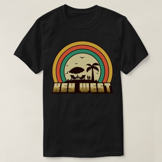 鍵ウエストビーチヴィンテージレトロサンセットスタイル Tシャツ (デザイン正面)