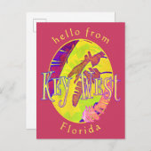 鍵ウエストフロリカラフルダトロピカルパームリーフ ポストカード (正面/裏面)