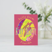 鍵ウエストフロリカラフルダトロピカルパームリーフ ポストカード (スタンド正面)