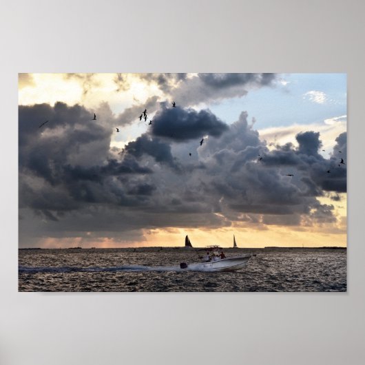 鍵ウエスト魚釣りボート，フロリダ ポスター (正面)