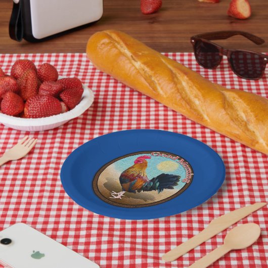 鍵ウエスト – ジプシーロスターグッドモーニングヴィンテージ楕円 ペーパープレート (ピクニック)