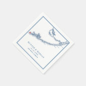 鍵ウエストFLマップエレガントネイビーブルー結婚ズ スタンダードカクテルナプキン (角)