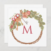 鍵カスタムとリース付きモノグラム 招待状 (正面/裏面)