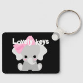 鍵カスタム文字ベビーかわいいゾウ写真 キーホルダー (正面)