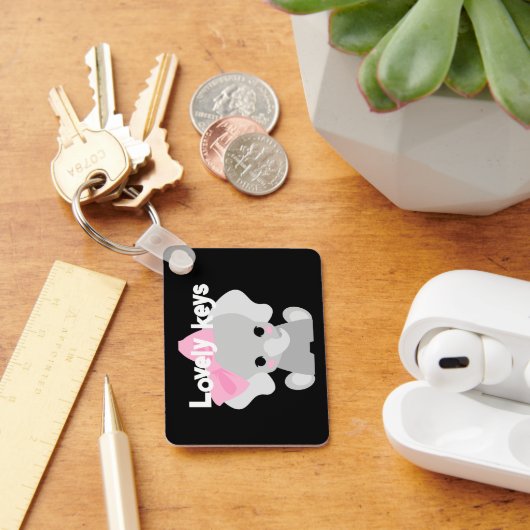 鍵カスタム文字ベビーかわいいゾウ写真 キーホルダー (デスク)