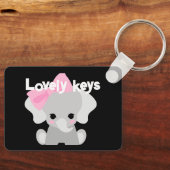 鍵カスタム文字ベビーかわいいゾウ写真 キーホルダー (正面)