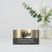 鍵シティロゴメタリック金ゴールド大理石 名刺 (スタンド正面)