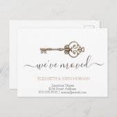 鍵シンプルの新しいアドレスを移動した 案内ポストカード (正面/裏面)