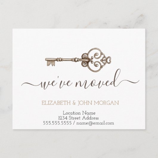 鍵シンプルの新しいアドレスを移動した 案内ポストカード (正面)