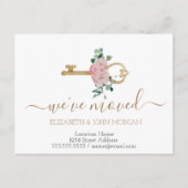 鍵シンプルバラの新しいアドレスを移動した 案内ポストカード (正面)