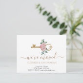 鍵シンプルバラの新しいアドレスを移動した 案内ポストカード (スタンド正面)