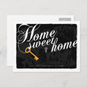 鍵スタイリッシュ黒エレガント新しい住所はがき 案内ポストカード (正面/裏面)