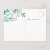 鍵ティール（緑がかった色）フローラ水の色の新しいホームハート移動 案内ポストカード (裏面)