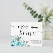 鍵ティール（緑がかった色）フローラ水の色の新しいホームハート移動 案内ポストカード (スタンド正面)