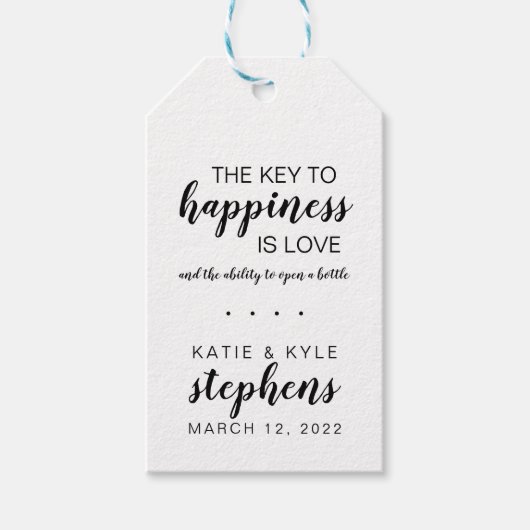 鍵トゥハピネスボトルオープナー結婚式の引き出物ラベル ギフトタグ (正面)
