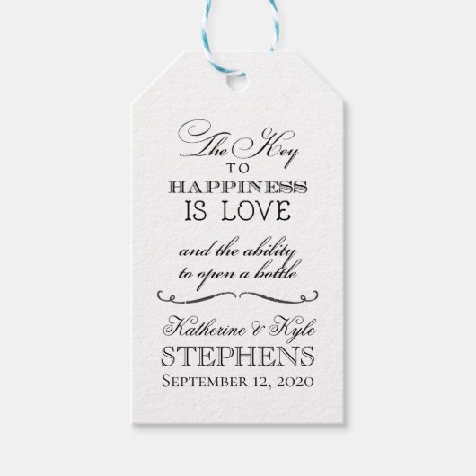 鍵トゥハピネスボトルオープナー結婚式の引き出物ラベル ギフトタグ (正面)