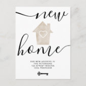 鍵ハウスミニマルベージュ新しいホームハート移動 案内ポストカード (正面)
