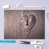 鍵ハート素朴ドアデコページティッシュペーパー 薄葉紙 (クラフト)