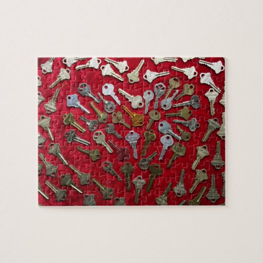 鍵パズル、ハートへの鍵 ジグソーパズル (横)