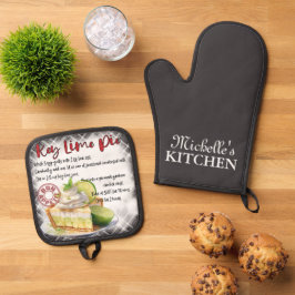 鍵パーソナライズされたライムパイベーキングレシピ 鍋つかみ&鍋敷きセット