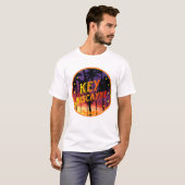 鍵ビスケーン、フロリダの夕日とパルムツリー Tシャツ (正面フル)