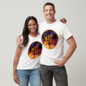 鍵ビスケーン、フロリダの夕日とパルムツリー Tシャツ (ユニセックス)