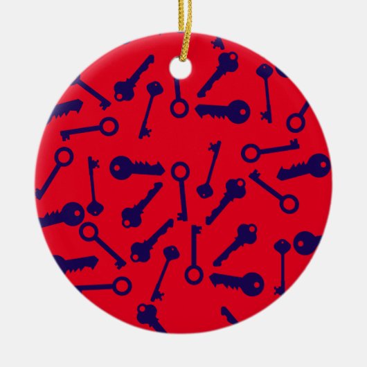 鍵ブルーパターン製品 セラミックオーナメント (正面)
