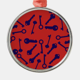鍵ブルーパターン製品 メタルオーナメント