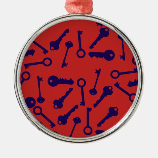 鍵ブルーパターン製品 メタルオーナメント (正面)