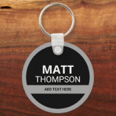 鍵ホルダーと名前。白黒 キーホルダー (正面)