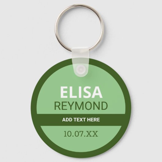 鍵ホルダー（名前と日付が緑） キーホルダー (正面)