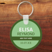鍵ホルダー（名前と日付が緑） キーホルダー (正面)