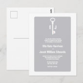 鍵モダンモノグラム結婚式招待状 ポストカード (正面/裏面)