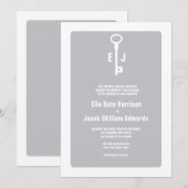鍵モダンモノグラム結婚式招待状 招待状 (正面/裏面)