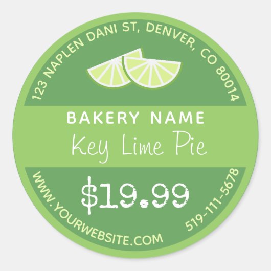 鍵ライムパイベーカリーラウンドステッカー ラウンドシール (正面)