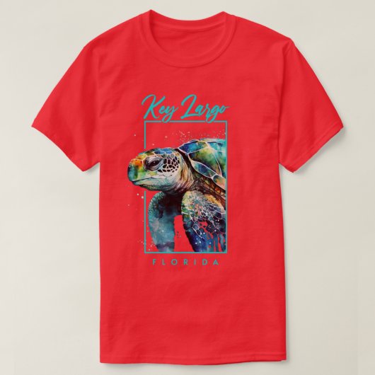 鍵ラルゴフロリダウォーター色ウミガメポートレート Tシャツ (デザイン正面)