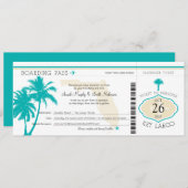 鍵ラルゴフロリダパームツリーボーディングパス結婚ズ 招待状 (正面/裏面)