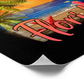 鍵ラルゴフロリダ鍵トロピカルビーチサンセット ポスター (角)