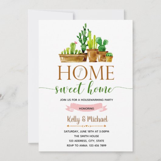 鍵引っ越し祝いパーティーパーティの招待状 招待状 (正面)