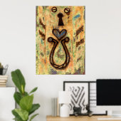 鍵穴とハート ポスター (ホームオフィス)