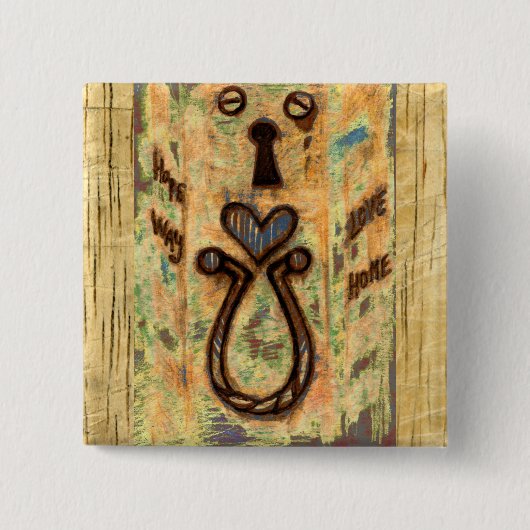 鍵穴とハート 缶バッジ (正面)