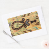 鍵穴とハート 長方形シール (封筒)